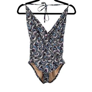 J Crew One Piece Swimsuit Women's Size 8 Floral Print Halter Neck